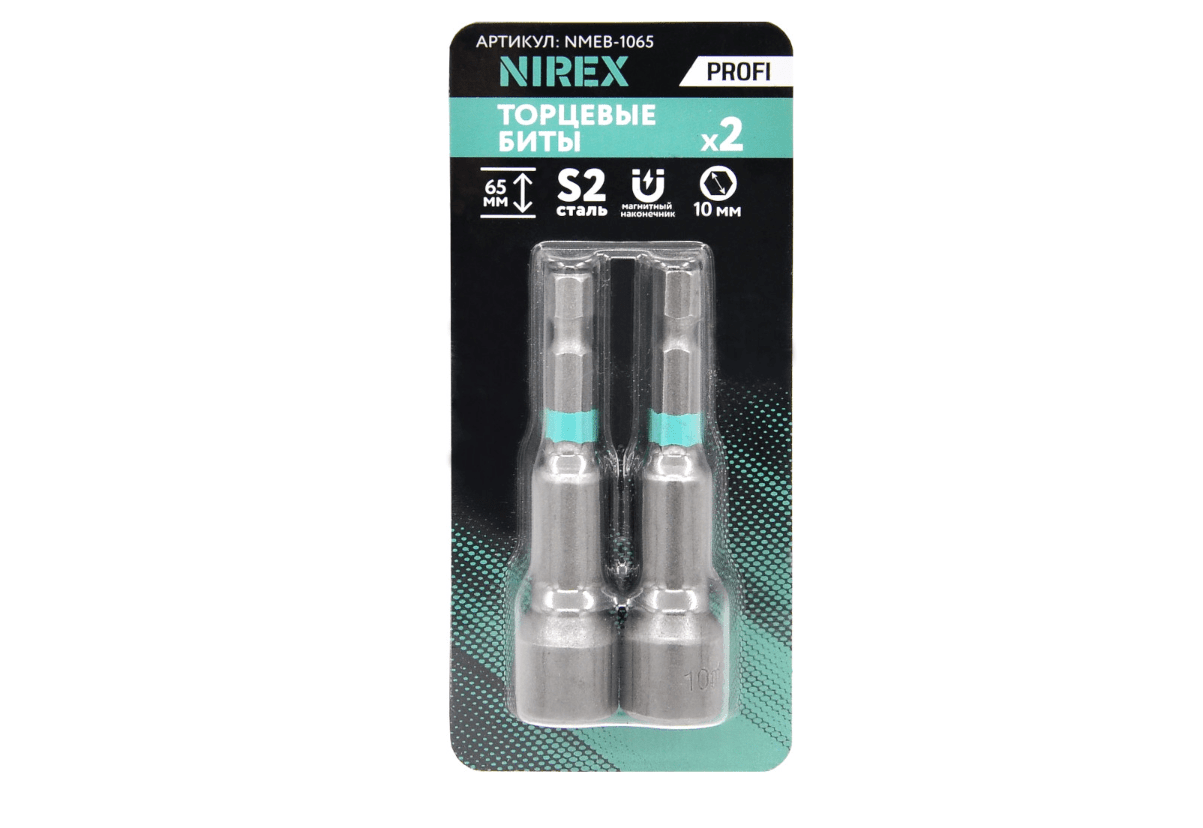 Биты NIREX Profi с торцевыми магнитными головками (10мм; 65мм) NMEB-1065